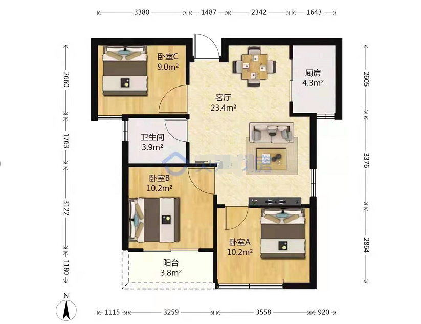 东尚领域3房一口价33.8万